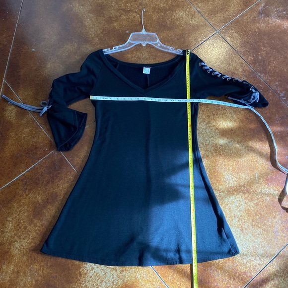 Venus Skater Dress Lace-up Sleeves Black XS - Picture 3 of 9